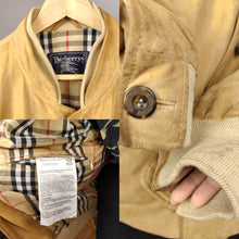 Load image into Gallery viewer, Vintage Burberry leather bomber jacket designer beige brown coat novacheck women men M-L