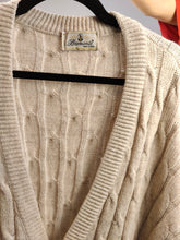 Load image into Gallery viewer, Vintage alpaca wool cardigan L XL | beige off white cable knit knitted sweater jacket women