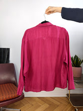 Load image into Gallery viewer, Vintage silk shirt blouse M-L | pink long sleeve button up plain Fabiani women