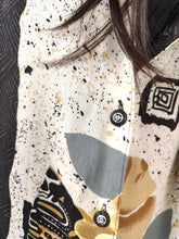 Load image into Gallery viewer, Vintage blouse shirt L | black white print pattern sheer long sleeve women