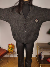 Load image into Gallery viewer, Vintage alpaca wool cardigan M L | grey thick knit knitted sweater jacket women
