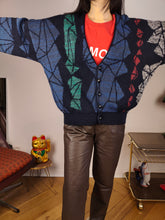 Load image into Gallery viewer, Vintage Adidas alpaca wool cardigan M | blue pattern knit knitted sweater jacket women unisex men