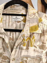 Load image into Gallery viewer, Vintage viscose blouse shirt M-L | white beige print pattern long sleeve Top Fashion women