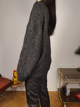 Load image into Gallery viewer, Vintage alpaca wool cardigan M L | grey thick knit knitted sweater jacket women