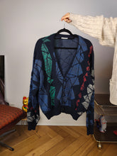 Load image into Gallery viewer, Vintage Adidas alpaca wool cardigan M | blue pattern knit knitted sweater jacket women unisex men