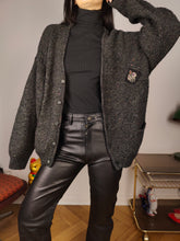 Load image into Gallery viewer, Vintage alpaca wool cardigan M L | grey thick knit knitted sweater jacket women