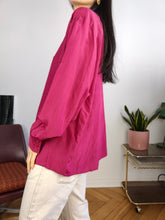 Load image into Gallery viewer, Vintage silk shirt blouse M-L | pink long sleeve button up plain Fabiani women