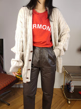 Load image into Gallery viewer, Vintage alpaca wool cardigan L XL | beige off white cable knit knitted sweater jacket women