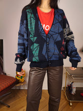 Load image into Gallery viewer, Vintage Adidas alpaca wool cardigan M | blue pattern knit knitted sweater jacket women unisex men