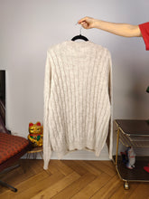Load image into Gallery viewer, Vintage alpaca wool cardigan L XL | beige off white cable knit knitted sweater jacket women