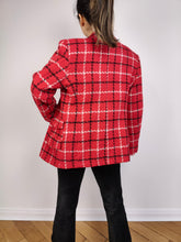 Load image into Gallery viewer, The Red Wool Plaid Blazer | Vintage wool blend jacket red black white tartan check checkered tweed look Italy S