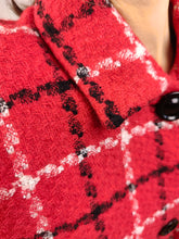 Load image into Gallery viewer, The Red Wool Plaid Blazer | Vintage wool blend jacket red black white tartan check checkered tweed look Italy S