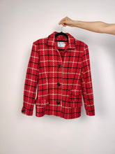 Load image into Gallery viewer, The Red Wool Plaid Blazer | Vintage wool blend jacket red black white tartan check checkered tweed look Italy S