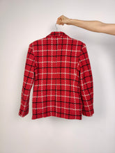 Load image into Gallery viewer, The Red Wool Plaid Blazer | Vintage wool blend jacket red black white tartan check checkered tweed look Italy S