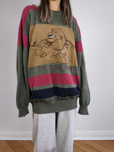 Load image into Gallery viewer, The Iceberg Lion King Sweater | Vintage 90s rare designer Iceberg x Lion King Oscar Hollywood cotton sweater pullover knitted jumper embroidery brown green red men unisex L-XL