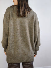 Load image into Gallery viewer, The Wool Brown Cable Knit Sweater | Vintage wool mix jumper pullover cable knit brown grey women men unisex M