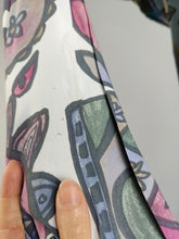 Load image into Gallery viewer, The White Pink Art Pattern Shirt | Vintage 90s viscose long sleeve crazy print women blouse L