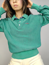 Load image into Gallery viewer, The JC De Castelbajac Iceberg Mint Polo | Vintage JC De Castelbajac Iceberg designer cotton knit sweater knitted jumper een knitted pullover green turquoise long sleeve 3 S