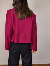 Load image into Gallery viewer, The Wool Pink Magenta Short Blazer Jacket | Vintage 80s pure virgin wool velvet collar crop jacket made in Italy M