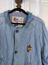Load image into Gallery viewer, The Varsity Denim Jacket Roy Rogers | Vintage 80s USA baseball light blue jeans wash bomber summer spring embroidery men unisex women L