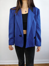 Load image into Gallery viewer, The Electric Blue Blazer Jacket | Vintage 80s Max Dine black collar jacket made in Italy M
