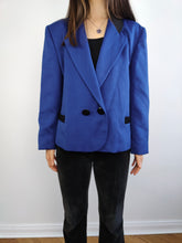 Load image into Gallery viewer, The Electric Blue Blazer Jacket | Vintage 80s Max Dine black collar jacket made in Italy M