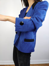 Load image into Gallery viewer, The Electric Blue Blazer Jacket | Vintage 80s Max Dine black collar jacket made in Italy M
