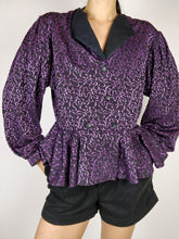Load image into Gallery viewer, The Purple Party | Vintage 80s peplum blouse jacket M-L