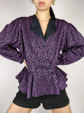 Load image into Gallery viewer, The Purple Party | Vintage 80s peplum blouse jacket M-L