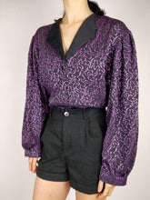 Load image into Gallery viewer, The Purple Party | Vintage 80s peplum blouse jacket M-L