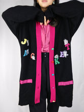 Load image into Gallery viewer, The Jacket Cardigan | Vintage wool long logo embroidery cardigan L