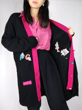 Load image into Gallery viewer, The Jacket Cardigan | Vintage wool long logo embroidery cardigan L
