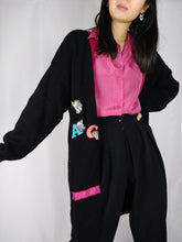 Load image into Gallery viewer, The Jacket Cardigan | Vintage wool long logo embroidery cardigan L