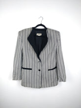 Load image into Gallery viewer, The Grey Blazer | Vintage wool grey black stripe Donnaluna blazer jacket M