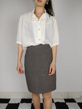 Load image into Gallery viewer, Second hand Max & Co wool brown checker pattern pencil skirt 36 S