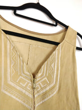 Load image into Gallery viewer, The Faux Suede | Vintage beige embroidery faux suede leather sleeveless mini dress S