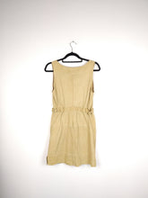 Load image into Gallery viewer, The Faux Suede | Vintage beige embroidery faux suede leather sleeveless mini dress S