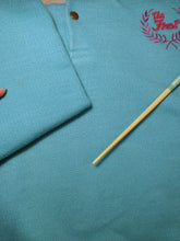 Load image into Gallery viewer, The Sky Sweatshirt | Vintage polo collar bright blue sweatshirt embroidery first sweater pullover M-L