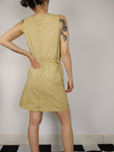 Load image into Gallery viewer, The Faux Suede | Vintage beige embroidery faux suede leather sleeveless mini dress S