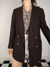 Load image into Gallery viewer, The Chocolate Blazer | Vintage oversized dark brown tailored blazer jacket double breasted S-M