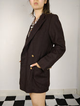 Load image into Gallery viewer, The Chocolate Blazer | Vintage oversized dark brown tailored blazer jacket double breasted S-M