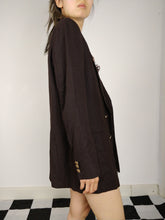 Load image into Gallery viewer, The Chocolate Blazer | Vintage oversized dark brown tailored blazer jacket double breasted S-M