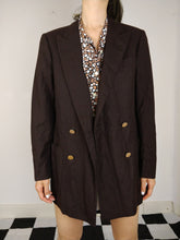 Load image into Gallery viewer, The Chocolate Blazer | Vintage oversized dark brown tailored blazer jacket double breasted S-M