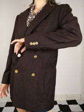 Load image into Gallery viewer, The Chocolate Blazer | Vintage oversized dark brown tailored blazer jacket double breasted S-M