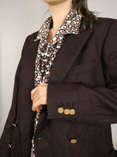 Load image into Gallery viewer, The Chocolate Blazer | Vintage oversized dark brown tailored blazer jacket double breasted S-M