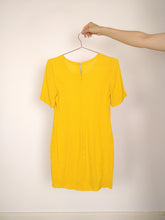 Load image into Gallery viewer, The Yellow Polka Dress | Vintage yellow bodycon dress polka dot shiny pattern XS-S