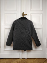 Load image into Gallery viewer, The Black Faux Sherpa Coat | Vintage cotton winter coat with faux sherpa collar lined padded faux shearling coat jacket M