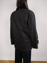 Load image into Gallery viewer, The Black Faux Sherpa Coat | Vintage cotton winter coat with faux sherpa collar lined padded faux shearling coat jacket M