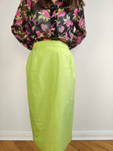 Load image into Gallery viewer, The Bright Green Midi Skirt | Vintage Fink Model straight pencil long midi skirt EU38 UK12 F40 S
