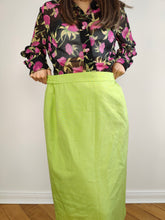 Load image into Gallery viewer, The Bright Green Midi Skirt | Vintage Fink Model straight pencil long midi skirt EU38 UK12 F40 S
